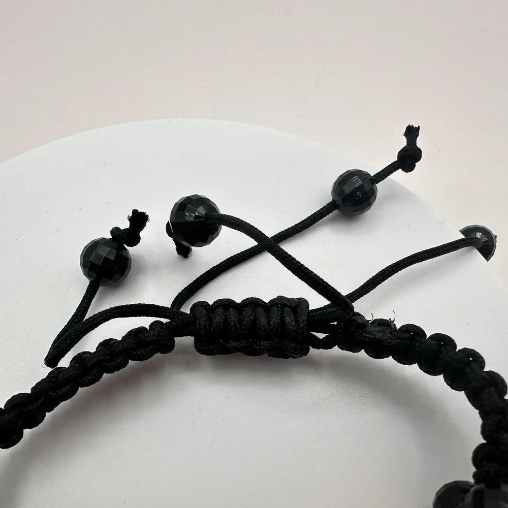 Vintage‎ Y2K Rasta Braided Macrame Beaded Double Strand Bracelet Women's Jewelry